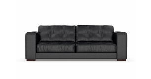 Cassidy 3 Division Leather Couch, Black
