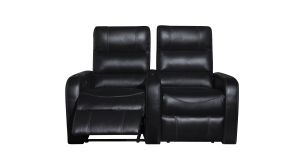 Theatro Cinema Recliner Couch in Full Leather, Black