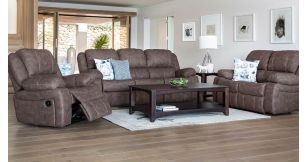 "Camden 3 Piece 3 Action Recliner Lounge Suite in Fabric, Chocolate"
