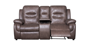 Hamilton 2 Seater Recliner Couch with Console, Brown