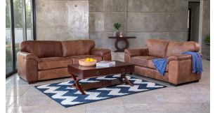 Skylar 2 Piece Lounge Suite in Full Leather, Andes Spice