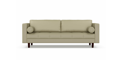 Madden 3 Division Leather Couch, Taupe