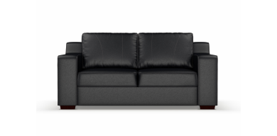 Presley 2.5 Division Leather Couch, Black