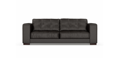 Cassidy 3 Division Leather Couch, Brown