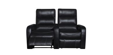 Theatro Cinema Recliner Couch in Full Leather, Black