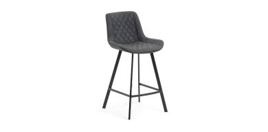 Kave Home Arian Barstool in Synthetic Leather, Graphite