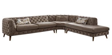 Dhalia 3 Piece Corner Lounge Suite Daybed Right Hand Facing, Champagne