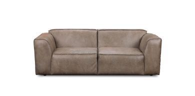Marconi 3 Seater Couch in Full Leather, Andes Graphite