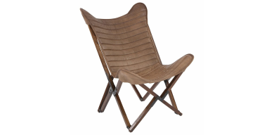 Ryder  Butterfly Chair in Full Leather, Brown