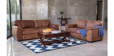 Skylar 2 Piece Lounge Suite in Full Leather, Andes Spice